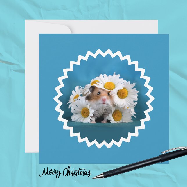 Cartes Pour Fêtes Annuelles Hamster Avec Fleurs Fleurs Faisées (Créateur téléchargé)
