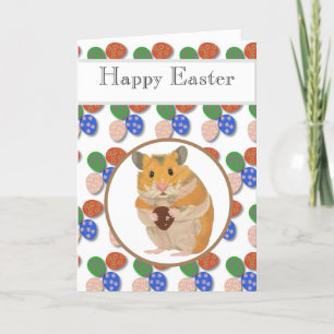 Cartes Pour Fêtes Annuelles Hamster de Pâques avec oeufs au chocolat modifiabl