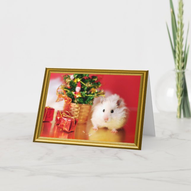 Cartes Pour Fêtes Annuelles Hamster Kokolinka avec l'arbre de Noël (Devant)