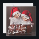 Cartes Pour Fêtes Annuelles Hand Lettered Full Photo Square Christmas Card<br><div class="desc">Send your holiday greetings in style with thih this 1-photo holiday card featuring hand lettered calligraphy artwork. Opt for an extra luxurious touch with textured paper or a die-cut shape.</div>