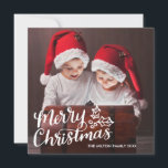Cartes Pour Fêtes Annuelles Hand Lettered Full Photo Square Christmas Card<br><div class="desc">Send your holiday greetings in style with thih this 1-photo holiday card featuring hand lettered calligraphy artwork. Opt for an extra luxurious touch with textured paper or a die-cut shape.</div>