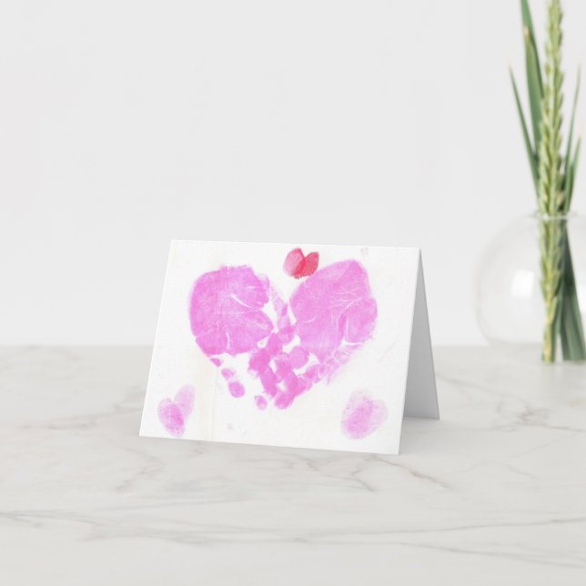 Cartes Pour Fêtes Annuelles Handprint Hearts (Devant)