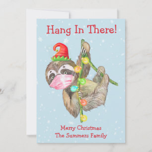 Cartes Pour Fêtes Annuelles Hang in There Sloth 2021 masque visage de Noël