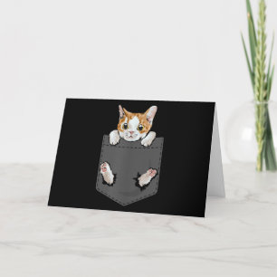 Cartes Pour Fêtes Annuelles Hanging Chat Dans Pocket Cute Amoureux de les chat