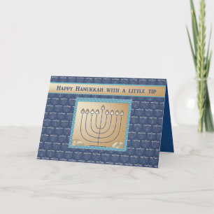 Cartes Pour Fêtes Annuelles Hanoukka Argent fermé, Menorah avec pièces d'or.