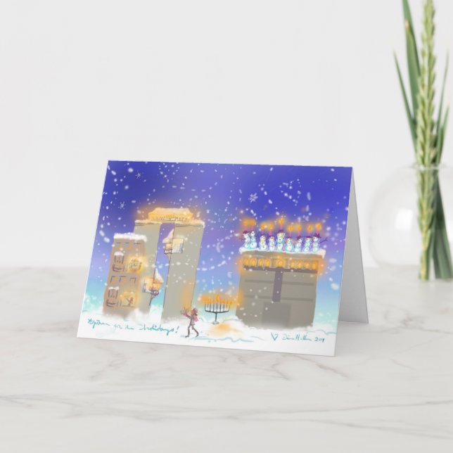 Cartes Pour Fêtes Annuelles Hanoukka heureux de Hanukkahville 2016 (Devant)