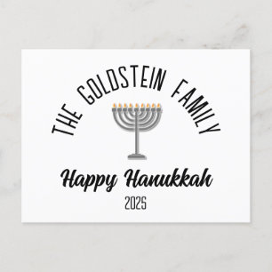 Cartes Pour Fêtes Annuelles Hanoukka Jewish Chanuka Nom de famille personnalis