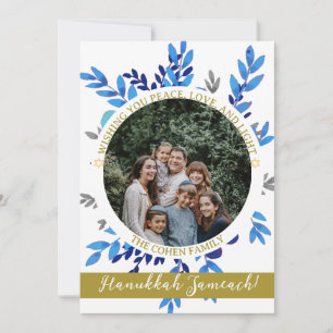Cartes Pour Fêtes Annuelles Hanoukka joyeux Photo de famille Hanoukka simple
