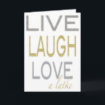 Cartes Pour Fêtes Annuelles Hanoukka "Live Laugh Love a latke" Glitzy Card<br><div class="desc">Hanoukka "Live, Laugh, Love a Latke" Carte de voeux Gold/Argent avec Enveloppe Blanche. Personnalisez en supprimant "Happy Chanukah" et ajoutez votre propre libellé en choisissant votre style de police préféré, la couleur et la taille. Merci de vous être arrêté et de faire du shopping. Très apprécié ! ! ! Joyeux...</div>