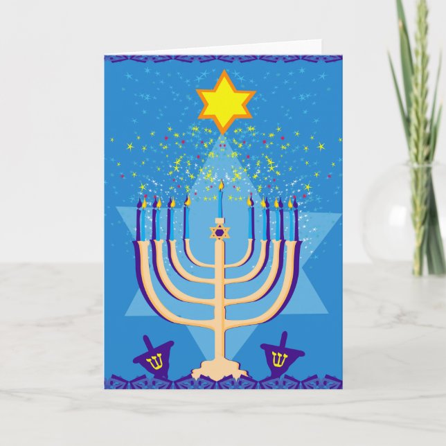 Cartes Pour Fêtes Annuelles hanoukka menorah (Devant)