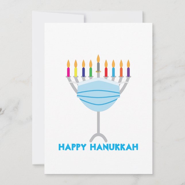 Cartes Pour Fêtes Annuelles Hanoukka Menorah avec masque facial (Devant)