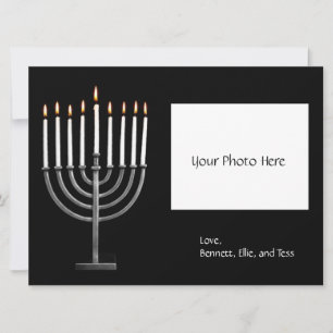 Cartes Pour Fêtes Annuelles Hanoukka Menorah customisée avec/ Photo