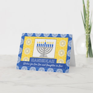 Cartes Pour Fêtes Annuelles Hanoukka Menorah pour son et fille en droit