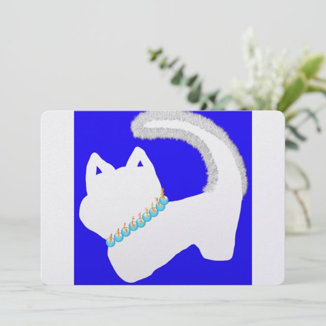 Cartes Pour Fêtes Annuelles Hanoukka mignonne avec chat blanc et menorah (Debout devant)