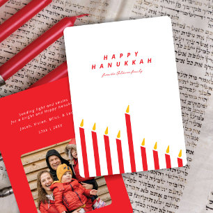 Cartes Pour Fêtes Annuelles Hanoukka moderne bougie rouge & blanc photo