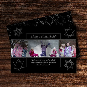 Cartes Pour Fêtes Annuelles Hanoukka moderne étoile monochrome de David 3 Phot