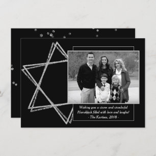 Cartes Pour Fêtes Annuelles Hanoukka moderne Silver Wishful Star of David Phot