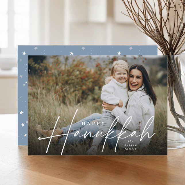 Cartes Pour Fêtes Annuelles Hanoukka pleine photo avec courbe esquissée (Créateur téléchargé)