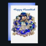 Cartes Pour Fêtes Annuelles Hanoukka Star moderne de David Snowman Wreath<br><div class="desc">Célébrez les fêtes juives avec cette belle et unique carte de voeux. Quelle belle carte pour bénir vos amis et votre famille pendant le Festival des Lumières. Ce design moderne présente un heureux bonhomme de neige portant un chapeau en velours bleu avec une étoile de David sur le bord, des...</div>