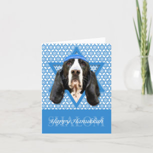 Cartes Pour Fêtes Annuelles Hanoukka Star of David - Basset Hound - Jasmine