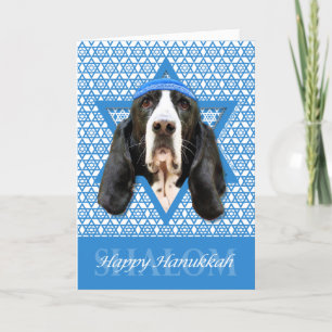 Cartes Pour Fêtes Annuelles Hanoukka Star of David - Basset Hound - Jasmine