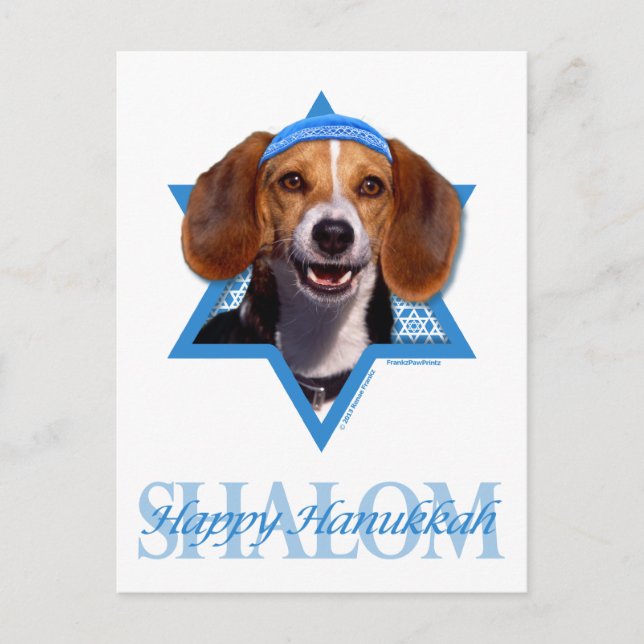 Cartes Pour Fêtes Annuelles Hanoukka Star of David - Beagle (Devant)