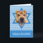 Cartes Pour Fêtes Annuelles Hanoukka Star of David - Chinese Shar Pei<br><div class="desc">Qu'est-ce qui pourrait rendre le fait de dire Happy Hanoukka plus amusant que d'avoir ce Chinois Shar Pei Dog portant un Yamaka entouré de l'étoile de David. Ce design de vacances fantaisiste saura ravir vos amis et votre famille ainsi que d'autres amoureux des animaux. Ce design est disponible dans plus...</div>