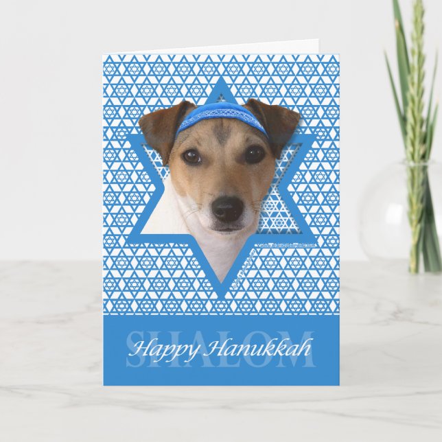 Cartes Pour Fêtes Annuelles Hanoukka Star of David - Jack Russell Terrier (Devant)