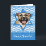 Cartes Pour Fêtes Annuelles Hanoukka Star of David - Pitbull - Tigger<br><div class="desc">Qu'est-ce qui pourrait rendre dire Happy Hanoukka plus amusant que d'avoir ce Pitbull Dog portant un Yamaka entouré de l'Étoile de David. Ce design de vacances fantaisiste saura ravir vos amis et votre famille ainsi que d'autres amoureux des animaux. Ce design est disponible dans plus de 100 races de chiens....</div>