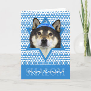 Cartes Pour Fêtes Annuelles Hanoukka Star of David - Shiba Inu - Yasha