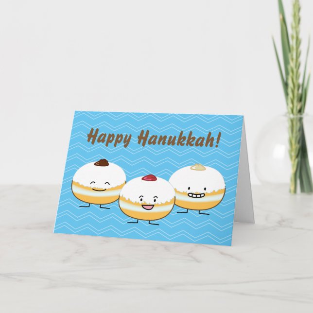 Cartes Pour Fêtes Annuelles Hanoukka Sufganiyot Jelly juive Rempli Donut (Devant)