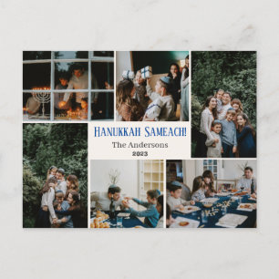 Cartes Pour Fêtes Annuelles Hanoukka Typographie Famille bleue photo Collage