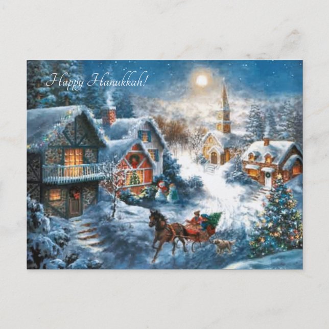 Cartes Pour Fêtes Annuelles Hanoukka, un village victorien heureux (Devant)