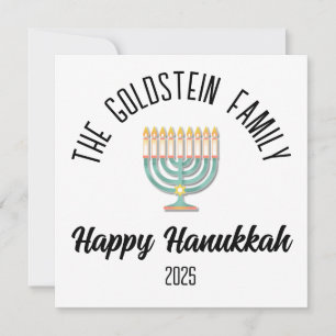 Cartes Pour Fêtes Annuelles Hanukkah Chanuka juif Nom de famille personnalisé