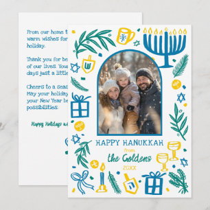 Cartes Pour Fêtes Annuelles Hanukkah Fantaisiste Photo personnalisée sous une