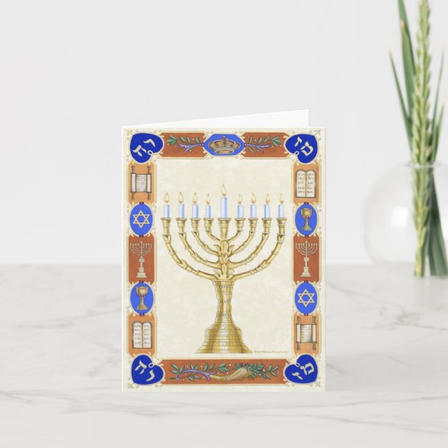 Cartes Pour Fêtes Annuelles Hanukkah Menorah (Devant)