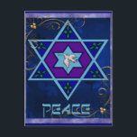 Cartes Pour Fêtes Annuelles Hanukkah Peace Art<br><div class="desc">Dove of Peace inside star and the word "Peace" is a lovely gift and wish for the coming year. In blue,  greens,  purple.</div>