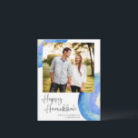 Cartes Pour Fêtes Annuelles Hanukkah | Photo abstraite moderne aquarelle bleue<br><div class="desc">Carte de vœux de Hanukkah avec photo abstraite moderne aquarelle bleue</div>