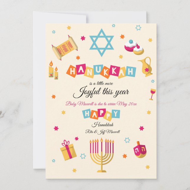Cartes Pour Fêtes Annuelles Hanukkah Pregnancy Announcement Holiday Card (Devant)