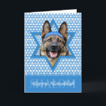Cartes Pour Fêtes Annuelles Hanukkah Star of David - German Shepherd<br><div class="desc">What could make saying Happy Hanukkah more fun than having this German Shepherd Dog wearing a Yamaka surrounded by the Star of David. This whimsical holiday design will be sure to delight your friends and familiy as well as other dog lovers. This design est available sur 100 Dog Bal. Si...</div>