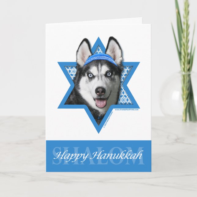 Cartes Pour Fêtes Annuelles Hanukkah Star of David - Siberian Husky (Devant)