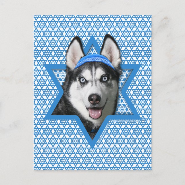 Cartes Pour Fêtes Annuelles Hanukkah Star of David - Siberian Husky (Devant)