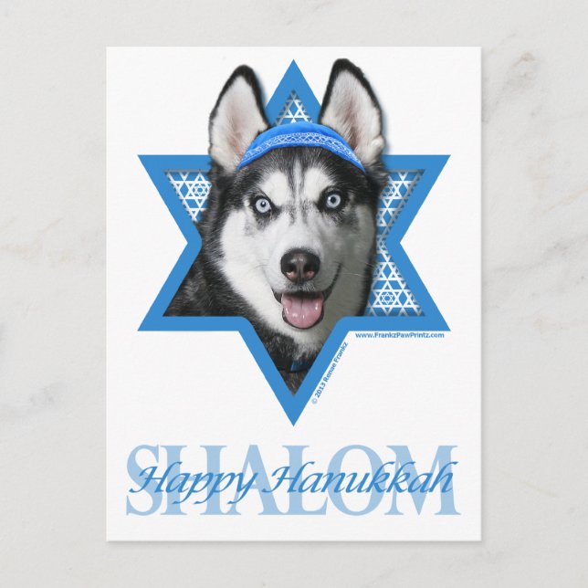Cartes Pour Fêtes Annuelles Hanukkah Star of David - Siberian Husky (Devant)