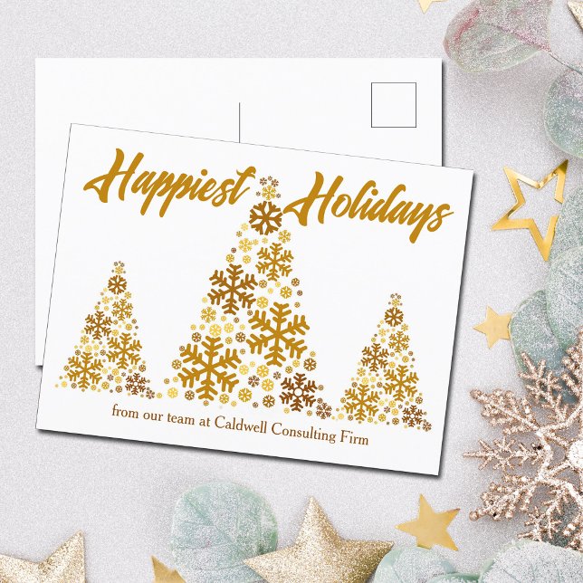Cartes Pour Fêtes Annuelles Happest Holidays Chic Gold Christmas Tree Company (Créateur téléchargé)