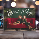 Cartes Pour Fêtes Annuelles Happest Holidays Retro Full Photo - Funky Stripes<br><div class="desc">Utilisez une photo horizontale avec le sujet de préférence au milieu. Faites un accueil unique et tendance Joyeux Noël avec un motif d'art rétro lumineux et joyeux sur le dos. Si vous avez besoin de déplacer quelque chose,  cliquez sur le bouton personnaliser pour apporter des modifications.</div>