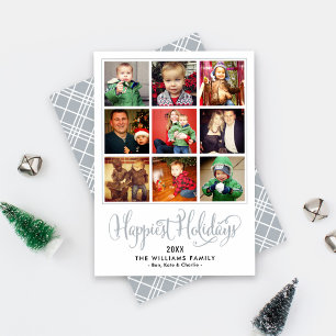 Cartes Pour Fêtes Annuelles Happiest Holidays Grey Script Photo Collage