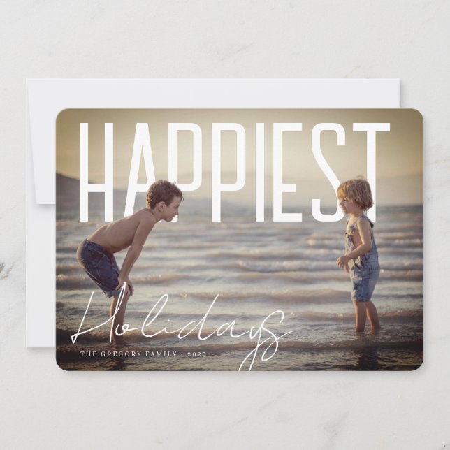 Cartes Pour Fêtes Annuelles Happiest Holidays Modern Photo Card (Devant)