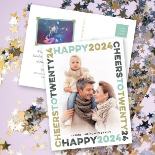 Cartes Pour Fêtes Annuelles Happy 2025 Blocks de la typographie de cadre Nouve