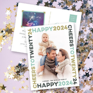 Cartes Pour Fêtes Annuelles Happy 2025 Blocks de la typographie de cadre Nouve