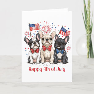 Cartes Pour Fêtes Annuelles Happy 4 juillet Bulldogs français